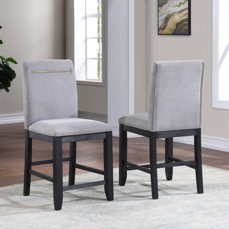 2pk 24" Yves Counter Height Barstool Charcoal - Steve Silver Co.: Padded Back, Rubberwood Legs