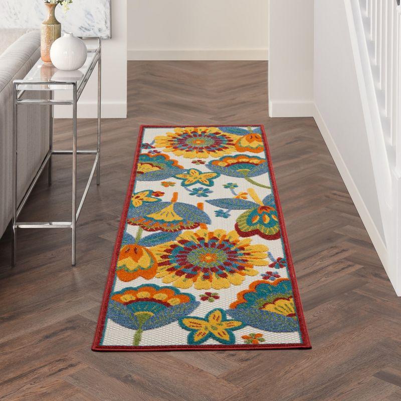 Nourison Aloha Floral Bordered Outdoor Area Rug