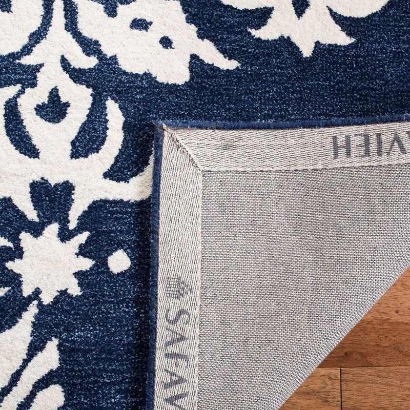 Navy and Ivory Hand-Tufted Wool Square Rug