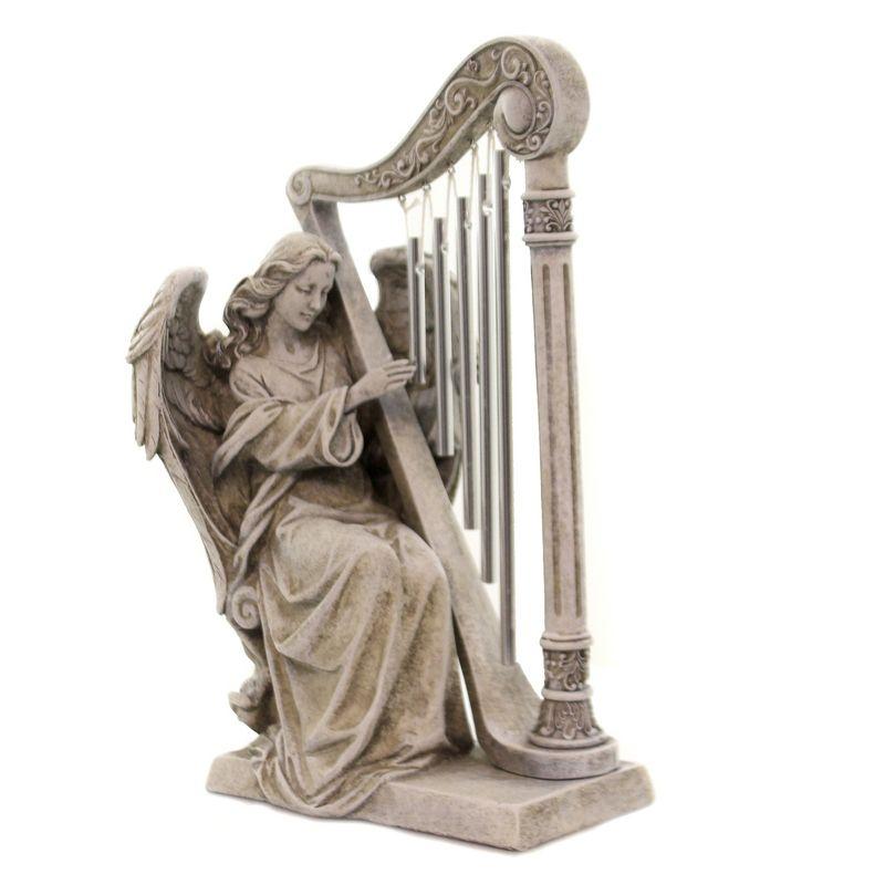 9.75 In Angel With Harp Windchime Bereavement Figurines