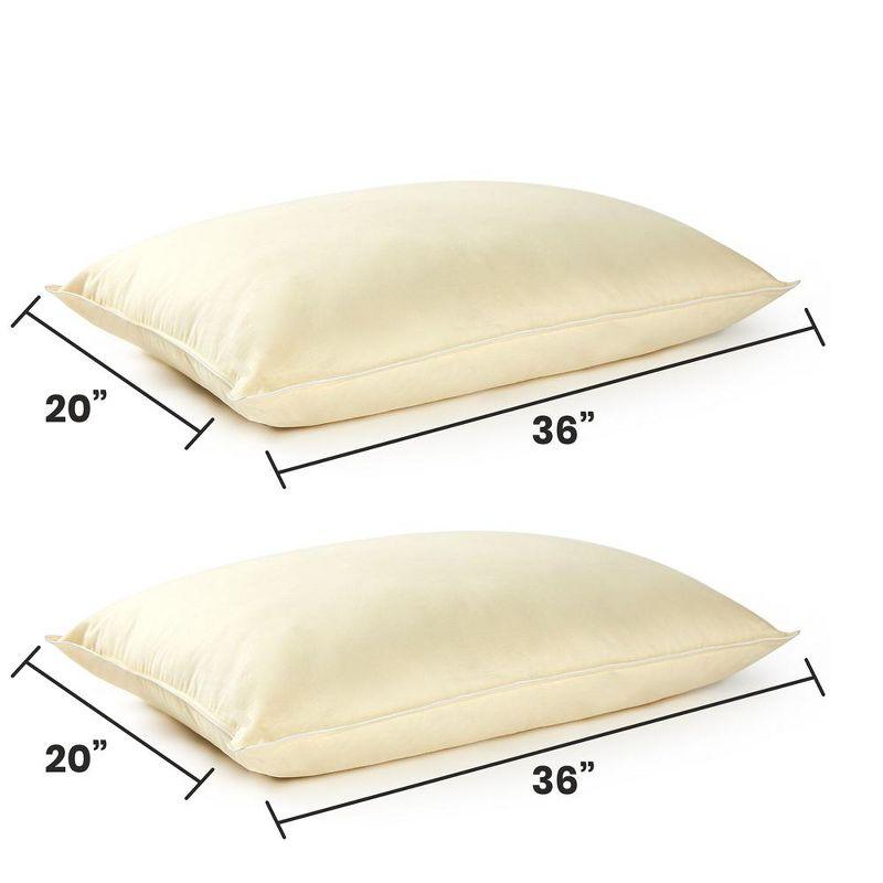 Cheer Collection Set of 2 Organic Kapok Bed Pillows with Breathable Cotton Shell - Yellow, King (20" x 36")