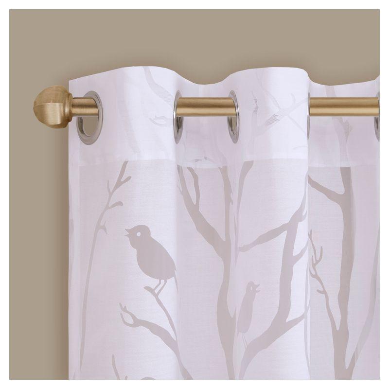 Averil Grommet Top Sheer Bird on Branches Burnout Window Curtain