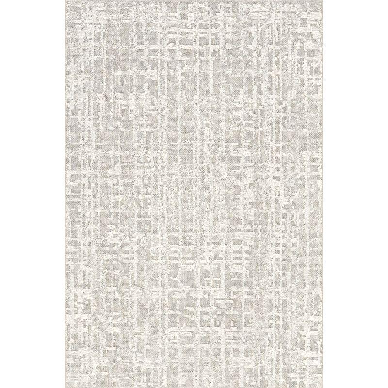 Handmade Beige Geometric Synthetic 4' x 6' Washable Rug