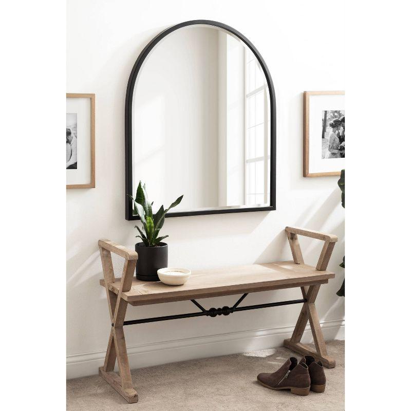 32"x36" Black Arched Metal Framed Wall Mirror