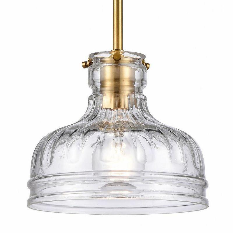 Satin Brass Mini Pendant with Clear Glass Shade - 8" Incandescent