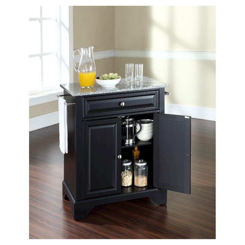 LaFayette Solid Granite Top Portable Kitchen Island - Black - Crosley: Hardwood, Adjustable Shelves, Storage Cart