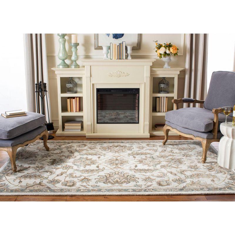 Off-White Floral Tufted Wool-Viscose 5'x8' Area Rug