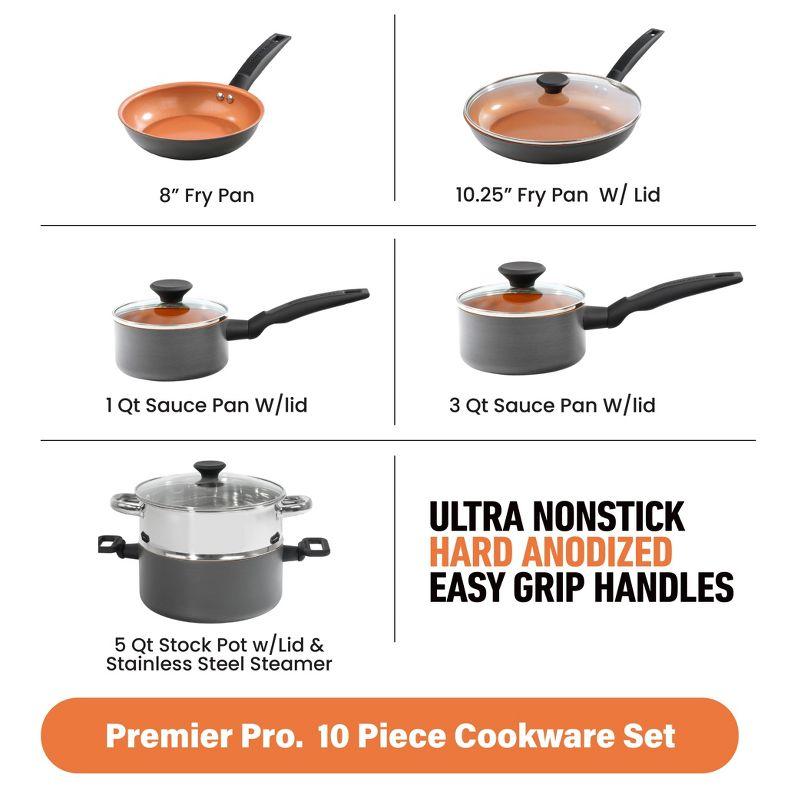 Gotham Steel Gotham Steel Pro Premier Hard Anodized 10 Piece Nonstick Cookware Set