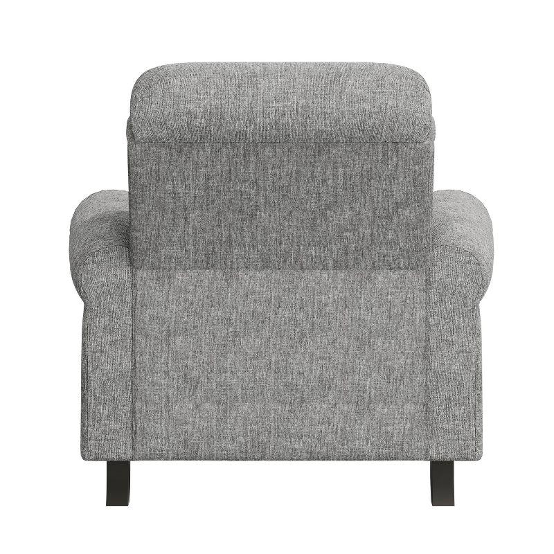 Gray Chenille Bustle-Back Recliner with Nailhead Trim