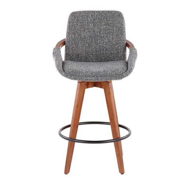 Cosmo Mid-Century Modern Counter Height Barstool Walnut/Gray: Swivel, Padded, Wood Legs - LumiSource