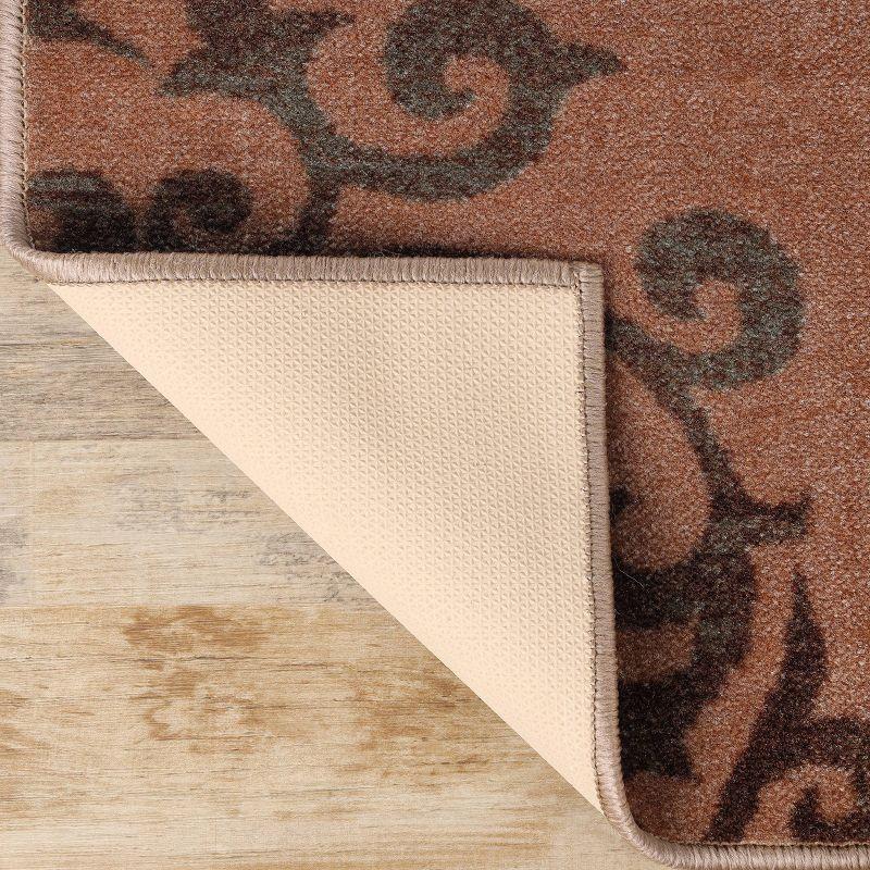 Classic Medallion Floral Scroll Non-Slip Washable Indoor Runner or Area Rug, 2'x3', Camel - Blue Nile Mills