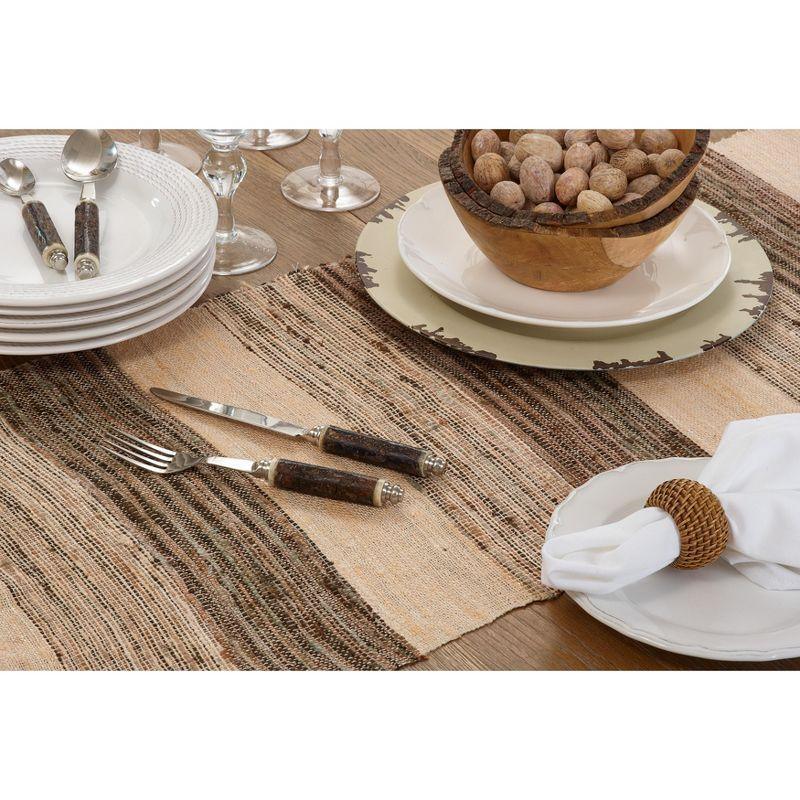 Beige and Brown Striped Cotton Table Runner