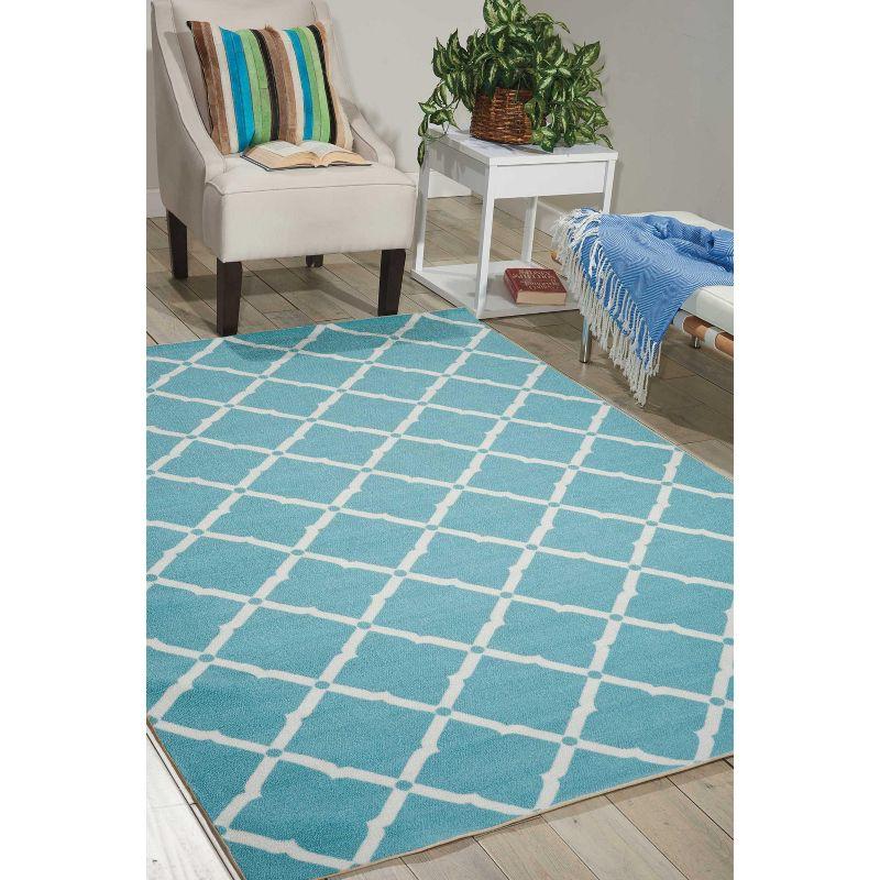 Aqua Floral Bliss 5' x 7' Synthetic Indoor/Outdoor Area Rug