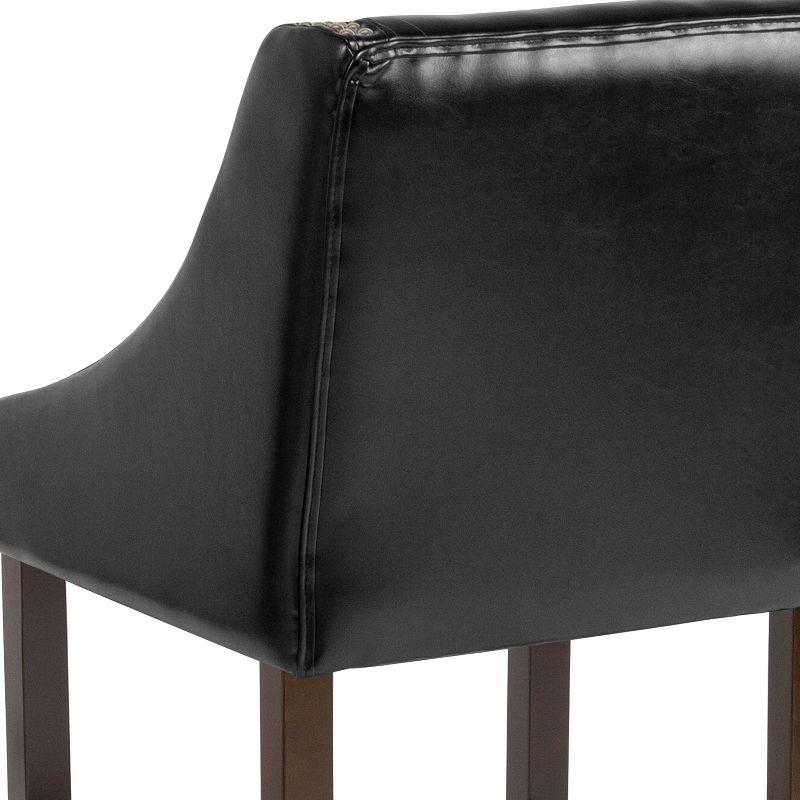 Flash Furniture Carmel Series 24" High Transitional Walnut Counter Height Stool with Nail Trim in Black LeatherSoft
