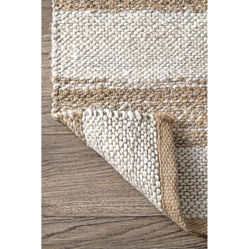 Maui Handmade Natural Jute & Cotton 5' x 8' Striped Area Rug