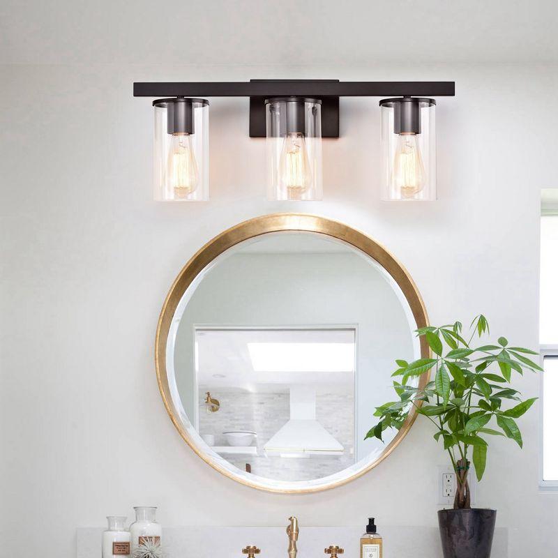 C Cattleya 3 Light Bathroom Vanity Light Oil-rubbed Bronze with Glass Shade