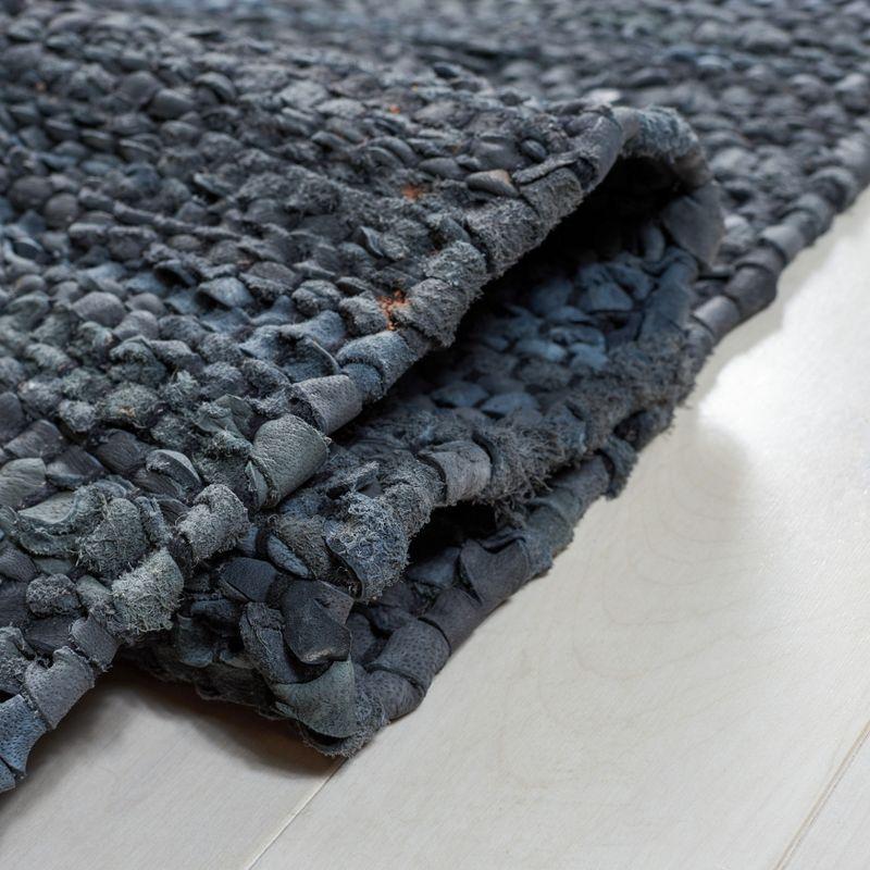 Vintage Leather VTL400 Hand Woven Indoor Area Rug - Blue/Beige - 4'x6' - Safavieh