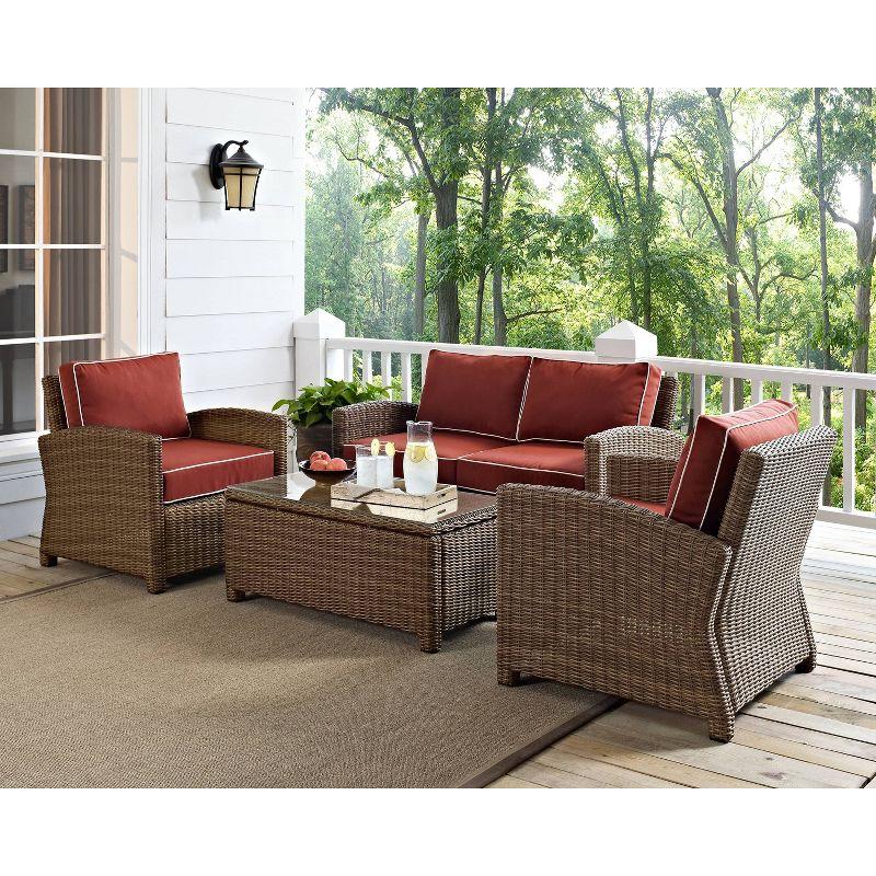 Bradenton 4-Piece Red Wicker Patio Sofa Set with Steel Frame