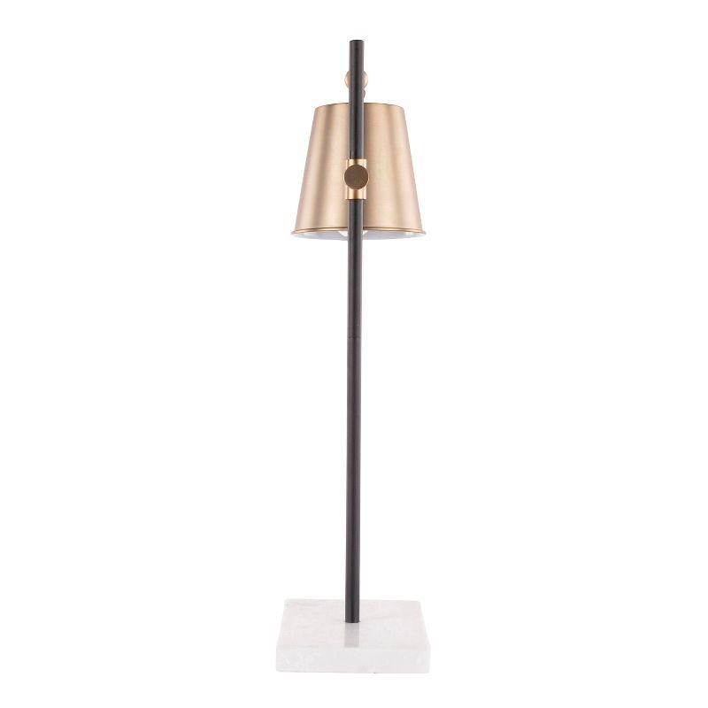 Adjustable Black Marble Base Table Lamp with Brass Shade