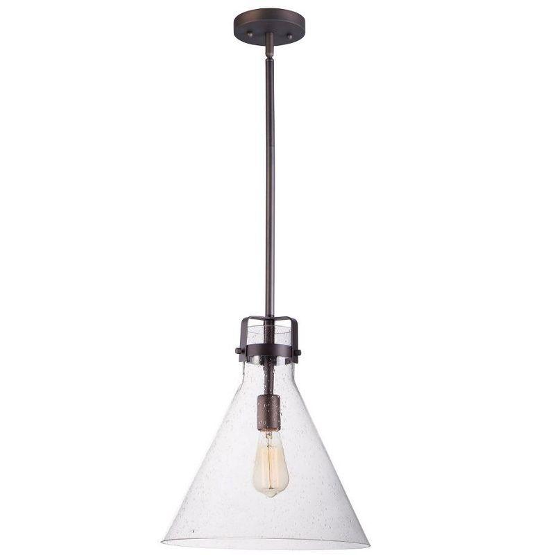 Seafarer Cone-Shaped Clear Seedy Glass Pendant with Oil Rubbed Bronze Finish