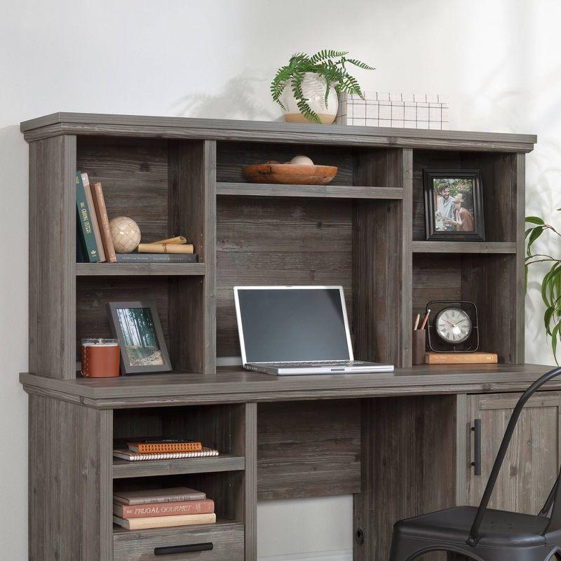 Pebble Pine Farmhouse Computer Hutch with Adjustable Shelves