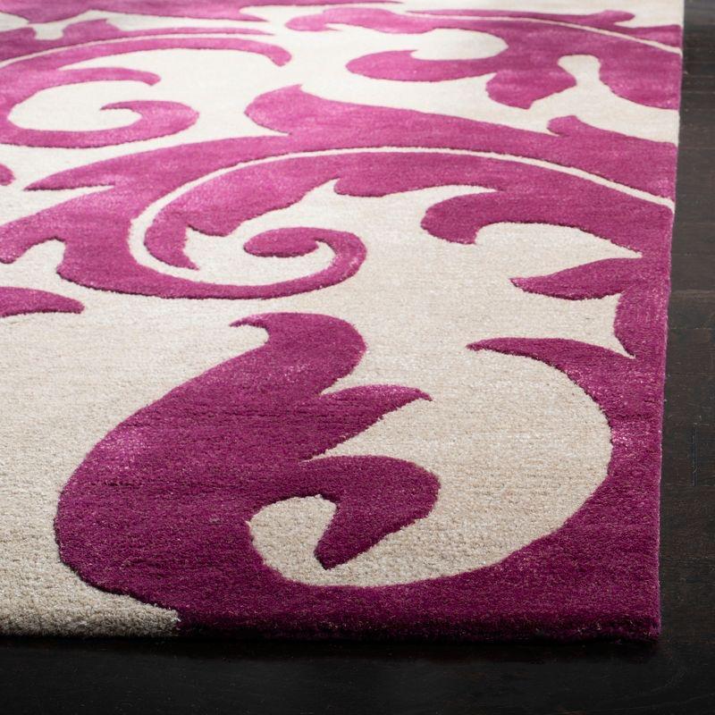 Soho Purple and Beige Wool Hand-Tufted Area Rug