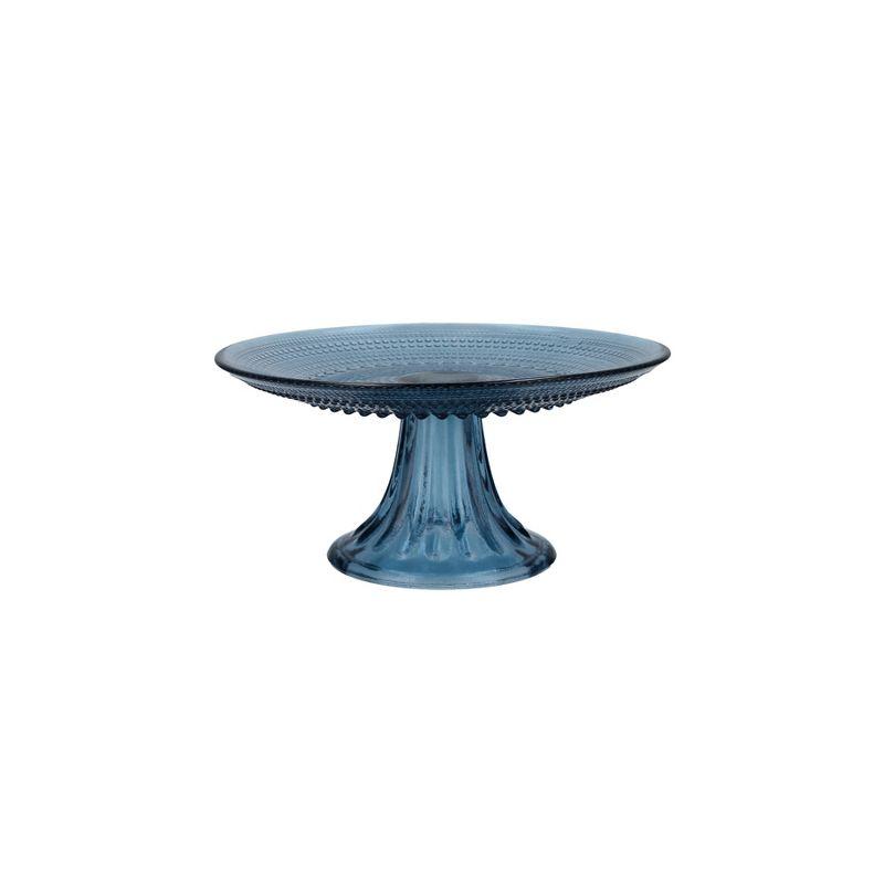 Cornflower Blue Glass Pedestal Cake Stand with Dome