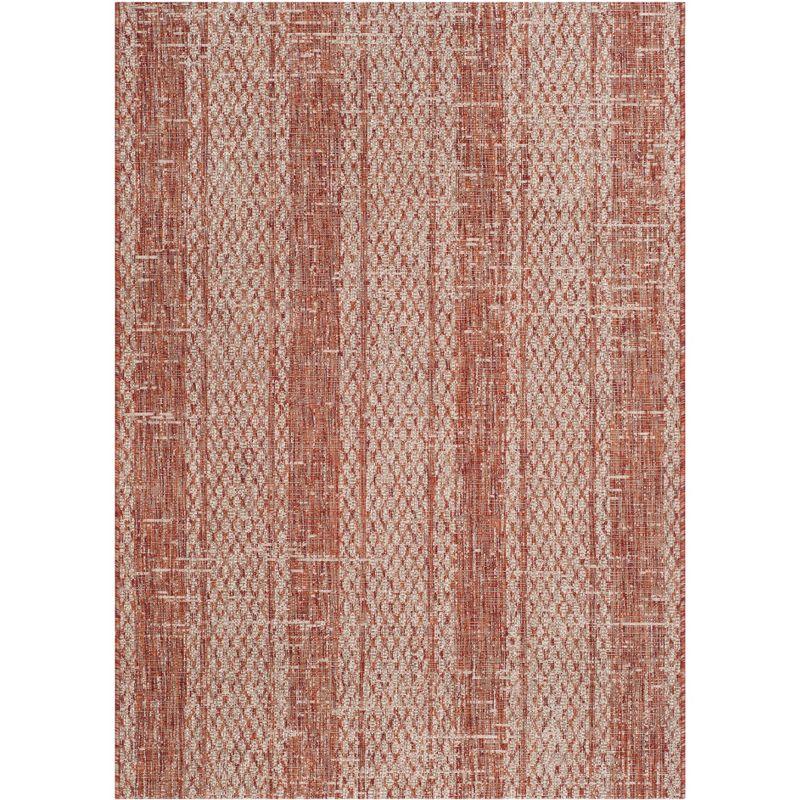 Courtyard CY8736 UV & Stain Resistant Non-Shedding Power Loomed Indoor/Outdoor Accent Rug - Light Beige/Terracotta - 4'x5'7" - Safavieh