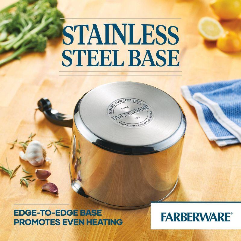 Farberware Classic Series 3qt Stainless Steel Straining Sauce Pan with Lid Silver: Dishwasher-Safe, Induction Compatible