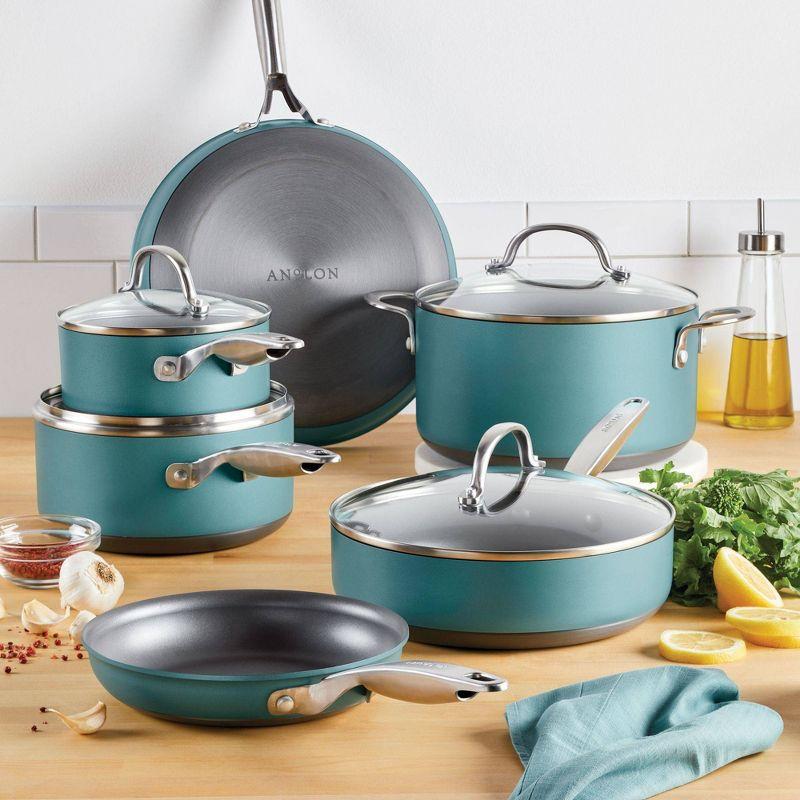 Teal Aluminum Nonstick 10-Piece Cookware Set with Glass Lids