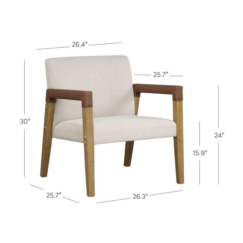 Nathan James Set of 2 Hudson Wood and Faux Leather Accent Chairs Flax