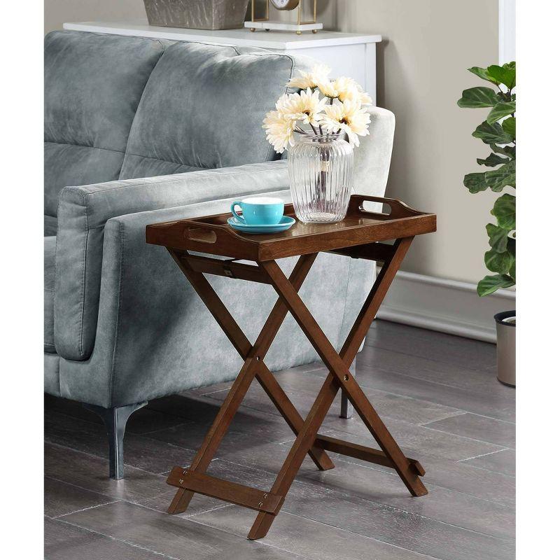 Espresso Folding Tray Table with Solid Wood Legs