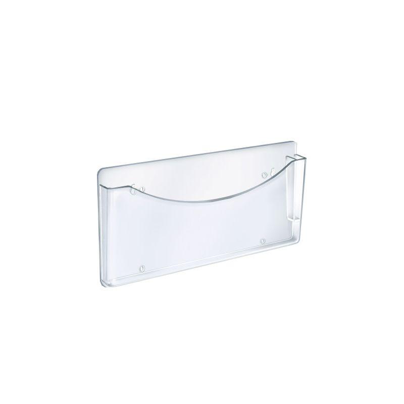 Clear Plastic Wall Mount File Holder with Pen Pocket, 2-Pack