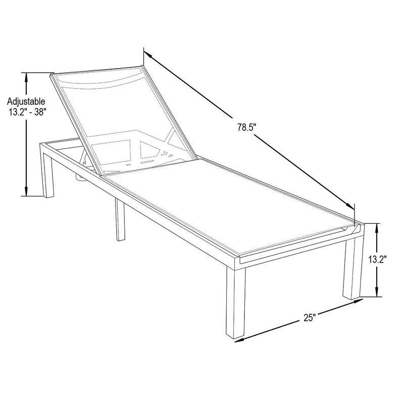 Green Sling Back Aluminum Patio Chaise Lounge Chair