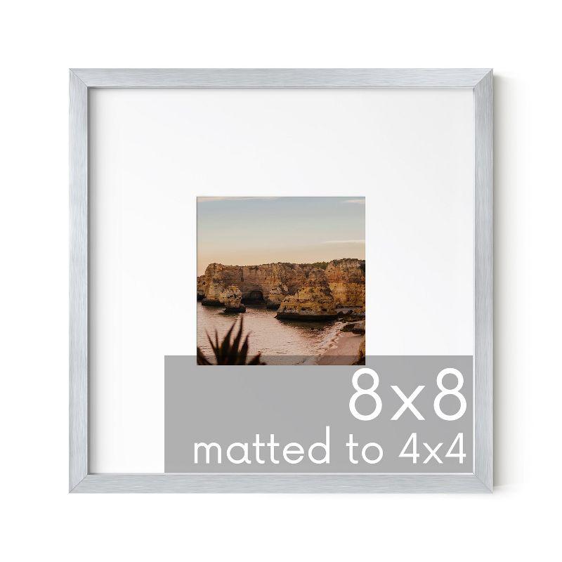 Haus and Hues Metal Picture Frame with Plexiglass Cover, Silver, 8X8