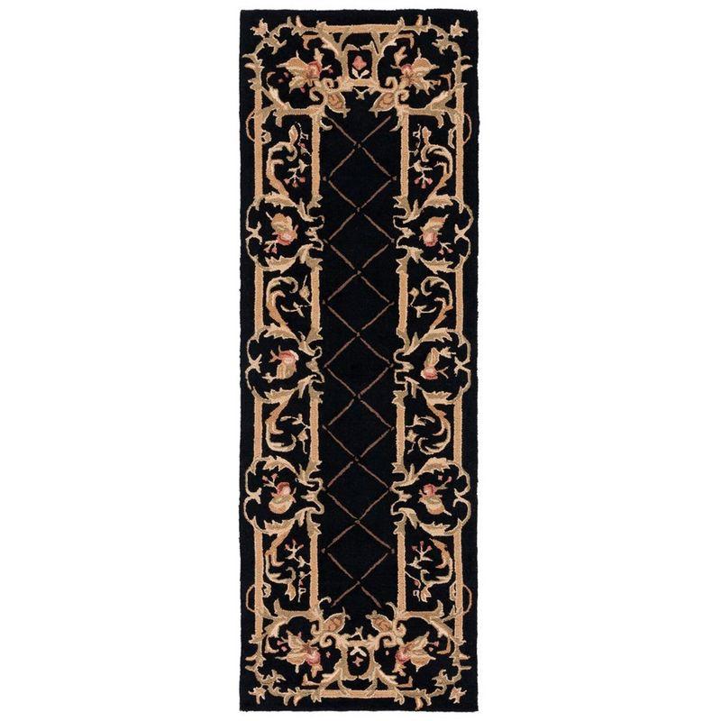 Chelsea Black Wool 3' x 8' Hand Hooked Runner Rug