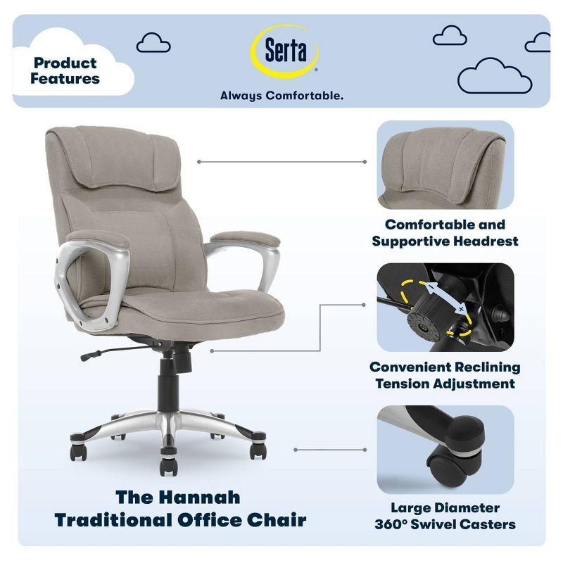 Serta Serta Hannah Executive Office Chair, Ergonomic Lumbar Support, Firm Seat Cushion, Deep Body Pillows