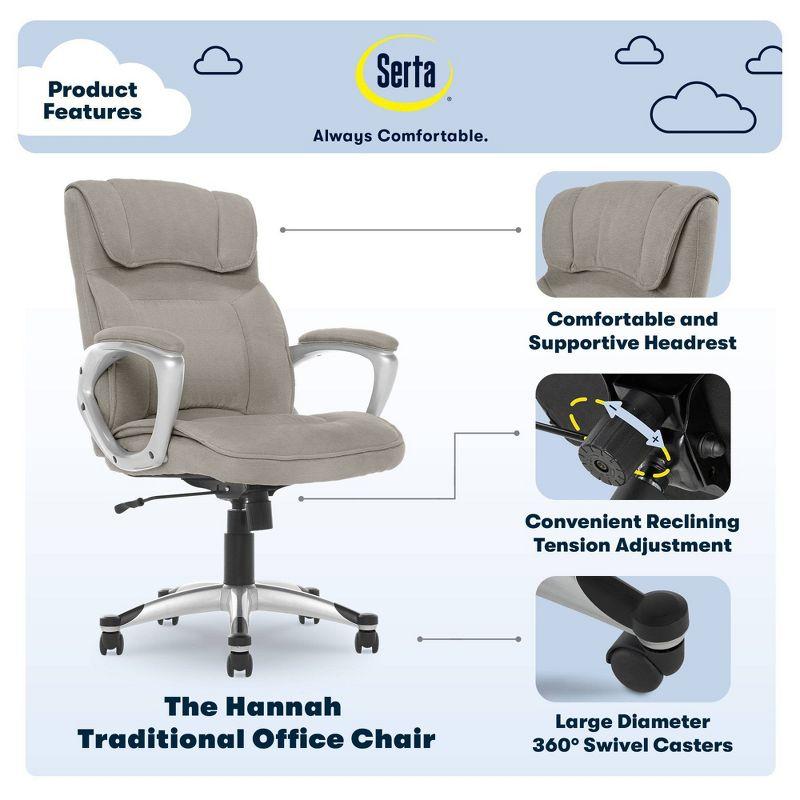 Serta Hannah Executive Ergonomic Office Chair with Lumbar Support and Pillowed Headrest