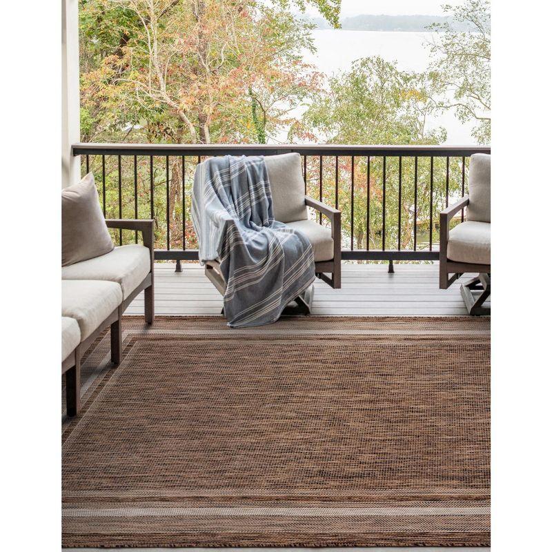 Unique Loom 5' 3 x 8' 0 Rectangle Indoor/Outdoor Border Brown Area Rug