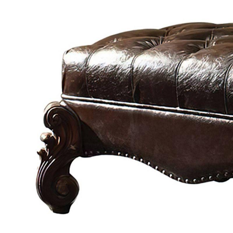 37" Versailles PU Two-Tone Ottoman Dark Brown/Cherry Oak - Acme Furniture