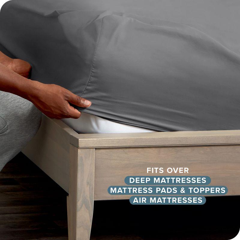 Twin Grey 22 Inch Extra Deep Pocket Sheet Set, Double Brushed Microfiber Sheets by Bare Home