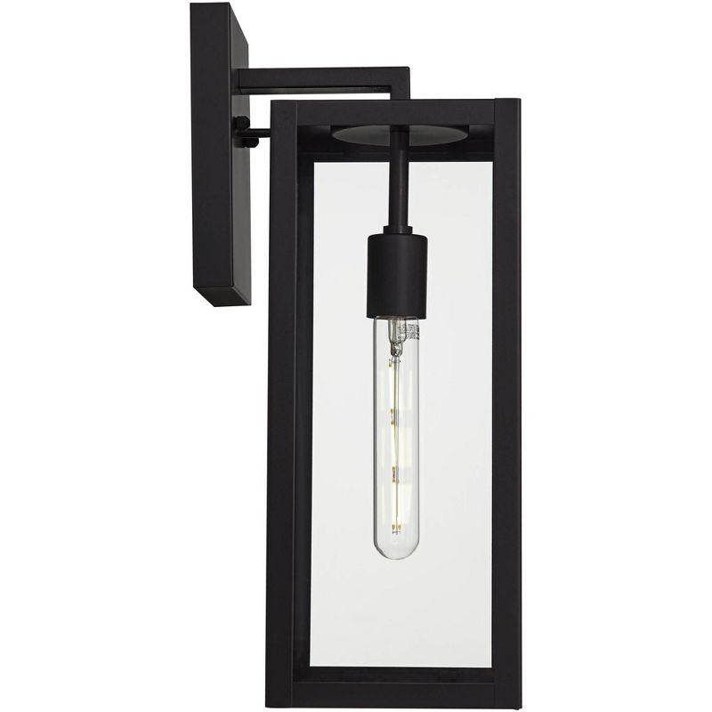 John Timberland Titan Modern Outdoor Wall Light Fixtures Set of 2 Mystic Black Rectangular Frame 17" Clear Glass for Post Exterior Barn