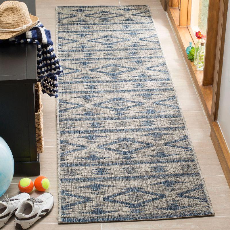 Gray Rectangular Non-Slip Synthetic Easy Care Rug, 27" x 10"