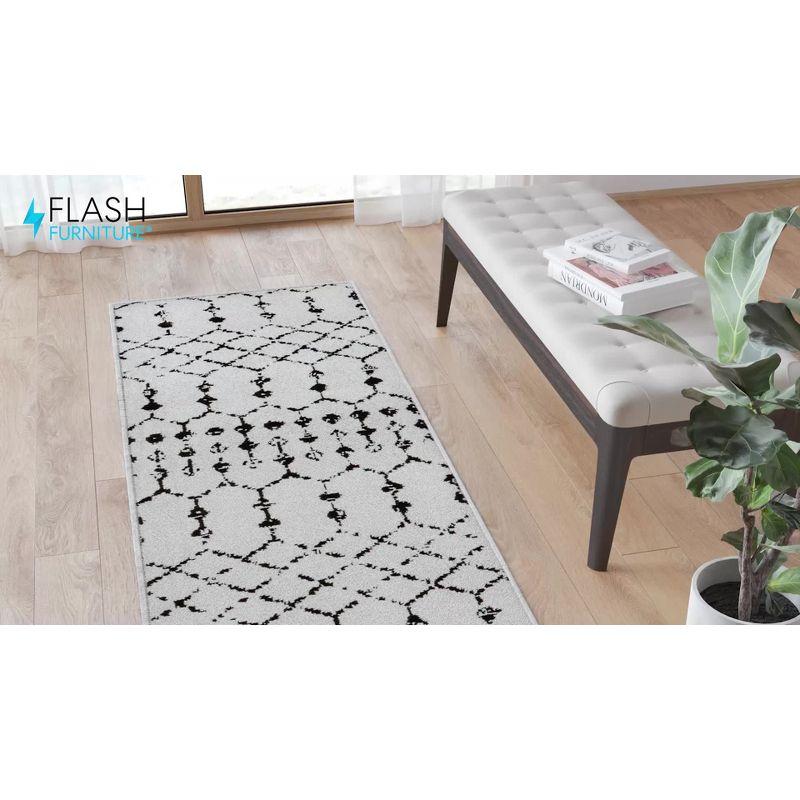 Dark Gray and Ivory Geometric 5' x 7' Synthetic Rug