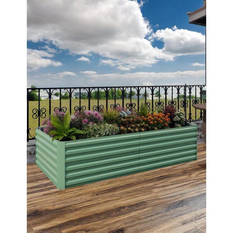 8x4x2ft Galvanized Raised Garden Bed,Deep Root Planter Box for Vegetables,Flowers,Herbs-Large Metal Raised Garden Bed Kit Outdoor,Green
