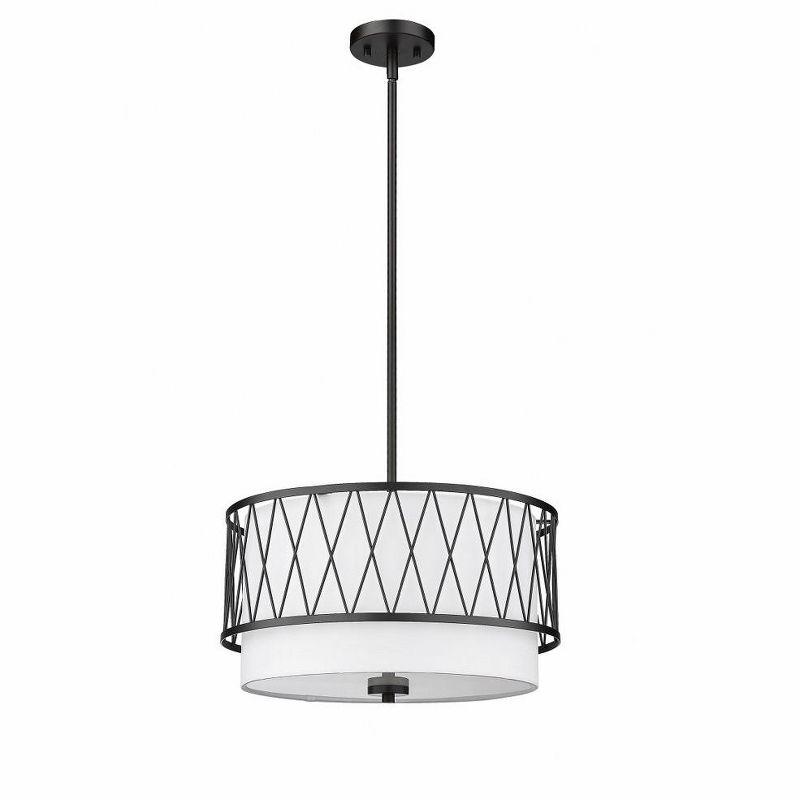 Dalton 17" Matte Black and Nickel Drum Pendant Light