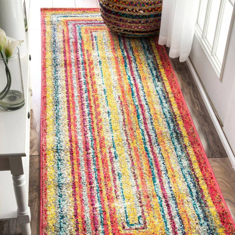 2'6"x10' Hargis Labyrinth Runner Rug Yellow - nuLOOM: Geometric Vintage Indoor Runner, Low Pile, Polypropylene