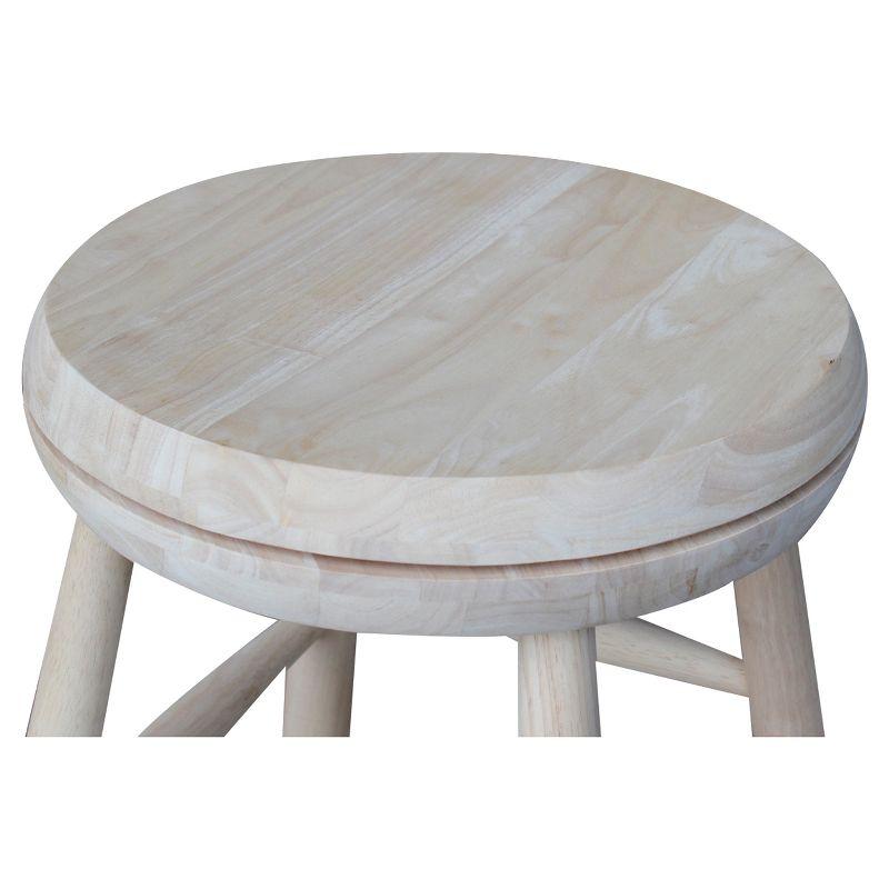 24-Inch Unfinished Swivel Solid Wood Counter Stool