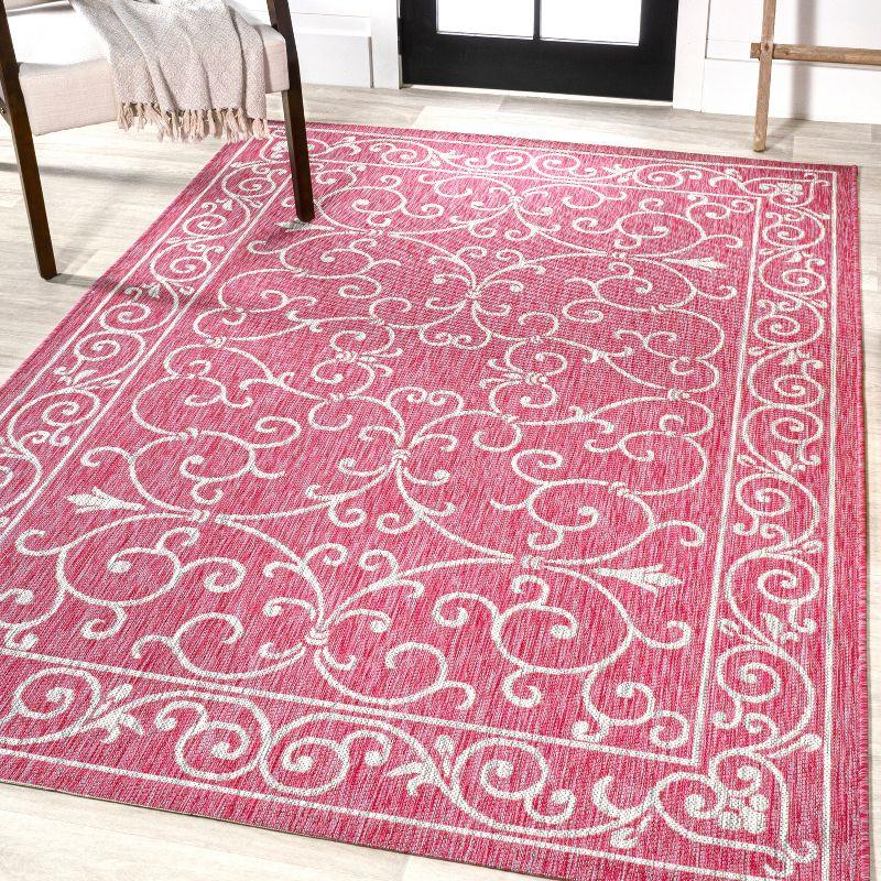 Charleston Vintage Filigree Textured Weave Indoor/Outdoor Area Rug  - JONATHAN Y