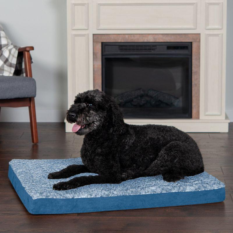 FurHaven Two-Tone Faux Fur and Suede Deluxe Orthopedic Dog Bed